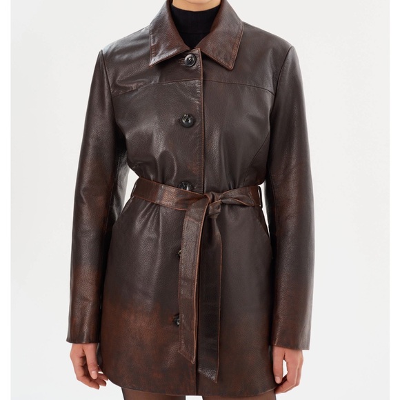 LAMARQUE COLLECTION MARLOWE | LEATHER TRENCH COAT - Picture 5 of 9